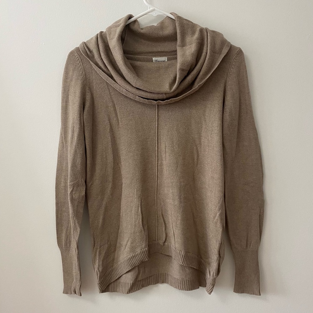 DYNAMITE BEIGE COWL NECK KNIT SWEATER